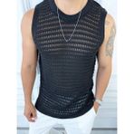 Elku Moda T-Shirt Nefes Alabilen Terletmez Bisiklet Yaka Triko Örme Tişört Oversize Tshirt Sıfır Kol Tişört - XL - Siyah