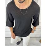 Elku Moda Tişört Örme Triko Tişört Nefes Alabilen Terletmez Oversize Bol Kesim Salaş T-Shirt - XL - Gri