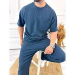 Elku Moda Tişört Terletmez Pamuklu Yumuşak Dokulu Oversize Tshirt Cepli Rahat Kesim Salaş Tişört - Lacivert