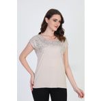 Ella 5010025 Vizon Camelia Kadın Desenli Bluz