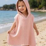 Ella Bonna %100 Müslin Pamuklu Plaj Çocuk Bebek Panço Bornoz Banyo Havlu - Pembe - 4 - 5 Yaş