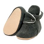 Ella Bonna Bebek Patiği Kaydırmaz Taban, Polar Bebek Panduf Organik Pamuk Astarlı, 0-6 Ay Pamuklu Yenidoğan Pandufu Ev Kreş Ayakkabı, Bebek Ayakkabısı, Bebek Peluş Ev Terliği Patik Basic Antrasit