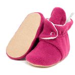 Ella Bonna Bebek Patiği Kaydırmaz Taban, Polar Bebek Panduf Organik Pamuk Astarlı, 6-12 Ay Pamuklu Yenidoğan Pandufu Ev Kreş Ayakkabı, Bebek Ayakkabısı, Bebek Peluş Ev Terliği Patik Basic Mor