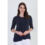 Ella Camelia 042 Asimetrik Tül Detaylı Lacivert Kadın Bluz