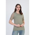 Ella Camelia 19E056 Taş Detaylı Haki Kadın Bluz