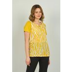 Ella Camelia Kadın Zebra Desenli Kısa Kol Bluz 20E016 Sarı