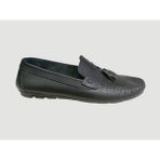 Ella E-1026 Erkek Püsküllü Loafer Ayakkabı - Siyah Baskılı Cilt