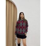Ella Stylee Baklava Desenli Triko Kazak - Standart - Antrasit