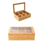 ellahomedekor Bambu Çay Kutusu 6 Bölmeli 24X16X7 - Kapaklı Bitki Çayı Kutusu
