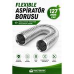 ellante 127 mm Flexible Aspiratör Borusu Alüminyum Havalandırma Kanalı Davlumbaz Baca Borusu Esnek Hava Tahliye Hortumu Mutfak Banyo WC Fan Çıkış Borusu Isıya Dayanıklı Körüklü Boru