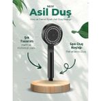 Ellante 5 Fonksiyonlu Yüksek Basınçlı Ayarlanabilir Duş Başlığı Asil Siyah Duş Başlığı 1 Alana 1