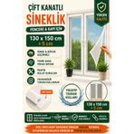 ellante Cırtlı Yapışkanlı Sineklik Seti 130x150 cm Çift Kanatlı Pencere Kapı Sinekliği Güçlü Yapışma Yıkanabilir Tekrar Kullanılabilir