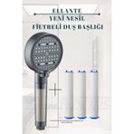 ellante Su Tasarruflu ve Filtreli Çok Fonksiyonlu Siyah Duş Başlığı + 3 ADET FİLTRE YÜKSEK KALİTE