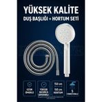 ellante Turbo Fan 5 Fonksiyonlu Su Tasarruflu Duş Başlığı Turbo El Duşu + Duş Hortumu Yüksek Kalite