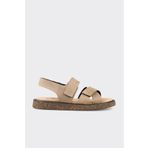 Elle Shoes Bej Deri Erkek Sandalet