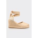 Elle Shoes Bej Deri Kadın Dolgu Topuk Espadril