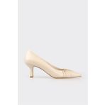 Elle Shoes Bej Deri Kadın Stiletto
