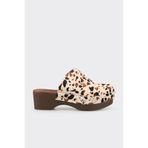 Elle Shoes Bej Hayvan Desenli Deri Kadın Terlik
