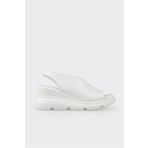Elle Shoes Beyaz Deri Kadın Dolgu Topuklu Sandalet