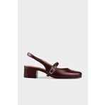 Elle Shoes Bordo Deri Kadın Topuklu Ayakkabı