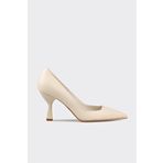 Elle Shoes Ekru Deri Kadın Stiletto