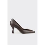 Elle Shoes Kahve Deri Kadın Stiletto
