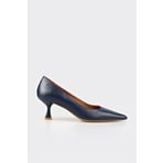 Elle Shoes Lacivert Deri Kadın Stiletto