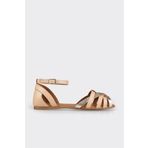 Elle Shoes Naturel Deri Kadın Düz Sandalet