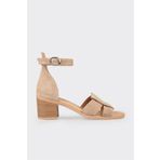 Elle Shoes Naturel Deri Kadın Topuklu Sandalet