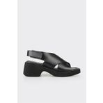 Elle Shoes Siyah Deri Kadın Günlük Sandalet
