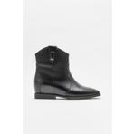Elle Shoes Siyah Deri Kadın Western Bot