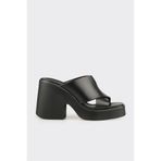 Elle Shoes Siyah Deri Kadın Yüksek Topuk Terlik