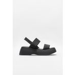 Elle Shoes Siyah Kadın Dolgu Topuk Sandalet