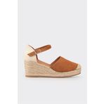 Elle Shoes Taba Deri Kadın Dolgu Topuk Ayakkabı