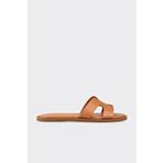 Elle Shoes Taba Deri Kadın Düz Terlik