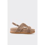 Elle Shoes Vizon Deri Kadın Dolgu Topuk Sandalet