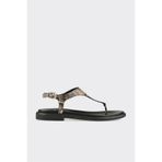 Elle Shoes Vizon Hayvan Desenli Deri Kadın Sandalet