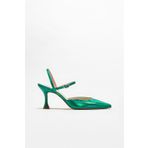 Elle Shoes Yeşil Deri Kadın Topuklu Ayakkabı