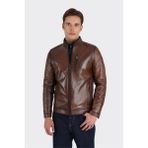 Elle Taba Deri Erkek Ceket - XL