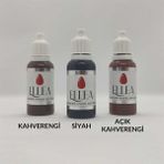 Ellea Nail Naıl Kalıcı Makyaj ve Microblading Boyası Kaş Için Set 3 Renk (Black, Brown, Light Brown)