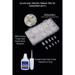 ELLEA NAIL Protez Tırnak Tips ve Yapıştırıcı Seti Kemik Renk