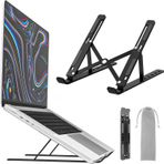 ELLENNE - ALÜMİNYUM ALAŞIMLI TAŞINABİLİR PC DESTEĞİ - 7 POZİSYONLU - LAPTOP TABLET HAVALANDIRMA VE SOĞUTMA - SİYAH