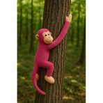 Elleri Yapışan Oyun Ve Uyku Arkadaşı Peluş Maymun Oyuncak Sarılan Maymun Koyu Pembe Pembe