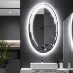 Elliptika Led'li Lazer Kumlamalı Lavabo & Banyo Aynası (Dokunmatik Sensörlü) beyaz led 80 x 50