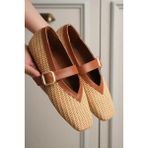 Ellolita Luxury Shoes Hola Ortopedik Taban Taba Detaylı Hasır El Yapımı Babet