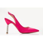 Ellolita Luxury Shoes Saten Taşlı Özel Tasarım El Yapımı Stiletto - Fuşya
