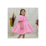 ELLUSSİ Kız Çocuk Pembe Güllü Kabarık Elbise Abiye Gelinlik