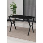 Elma Modeli Sabit Siyah Mermer Desenli Masa 110 x 70 cm - 70x110