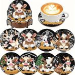 Elmas Boyama Bardak Altlığı Seti Yetişkinler Çocuklar Için Eğlenceli Elmas Boyama Sanatı - BGAK025 TEL STANT 8 PCS