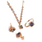 Elmas İşçiliği Şık Gümüş Mistik Topaz Taşlı Set
